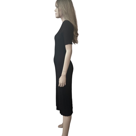Everlane Rib Knit Short sleeve Midi Dress Keyhole Open Back Stretchy Versatile - Picture 6 of 16